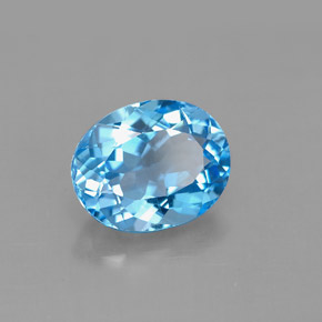 Topacio azul natural de 3,40 ct, corte óvalo, VS