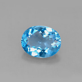 Topacio azul natural de 3,03 ct, corte óvalo, VS