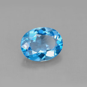 Topacio azul natural de 3,03 ct, corte óvalo, VS