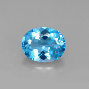 Topacio azul natural de 3,29 ct, corte óvalo, VS
