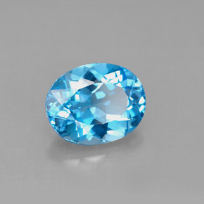 Topacio azul natural de 3,29 ct, corte óvalo, VS