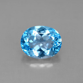 Topacio azul natural de 3,66 ct, corte óvalo, VS