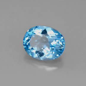 Topacio azul natural de 3,66 ct, corte óvalo, VS