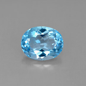Topacio azul natural de 3,29 ct, corte óvalo, VS