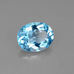 Topacio azul natural de 3,29 ct, corte óvalo, VS