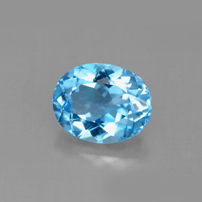 Topacio azul natural de 3,53 ct, corte óvalo, VS