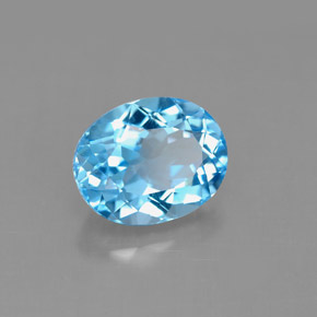 Topacio azul natural de 3,53 ct, corte óvalo, VS
