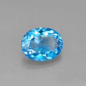 Topacio azul natural de 3,46 ct, corte óvalo, VS