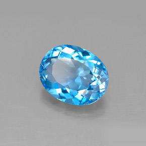 Topacio azul natural de 3,46 ct, corte óvalo, VS