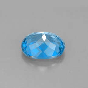 Topacio azul natural de 3,46 ct, corte óvalo, VS