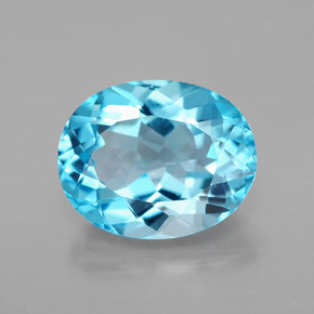 Topacio azul natural de 3,28 ct, corte óvalo, VS