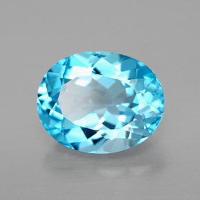 Topacio azul natural de 3,28 ct, corte óvalo, VS