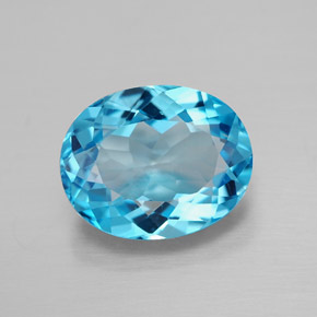 Topacio azul natural de 3,23 ct, corte óvalo, VVS-VS