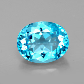 Topacio azul natural de 3,46 ct, corte óvalo, VS