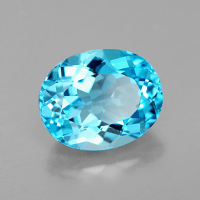 Topacio azul natural de 3,46 ct, corte óvalo, VS