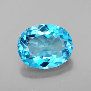 Topacio azul natural de 3,42 ct, corte óvalo, VS