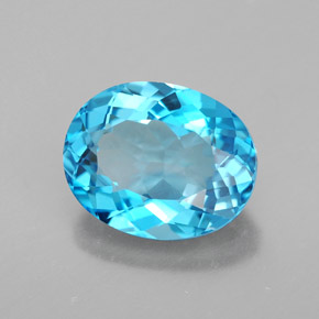 Topacio azul natural de 3,42 ct, corte óvalo, VS