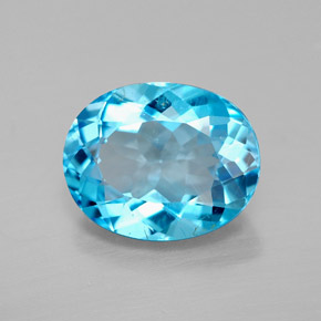 Topacio azul natural de 3,10 ct, corte óvalo, VS