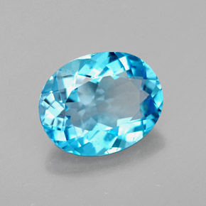 Topacio azul natural de 3,10 ct, corte óvalo, VS