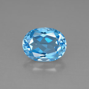 Topacio azul natural de 2,52 ct, corte óvalo, VS