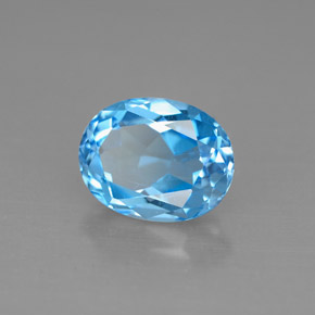 Topacio azul natural de 2,52 ct, corte óvalo, VS