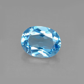 Topacio azul natural de 2,22 ct, corte óvalo, VS