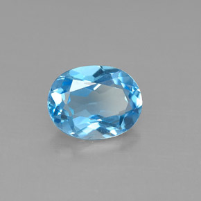 Topacio azul natural de 2,22 ct, corte óvalo, VS