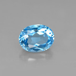 Topacio azul natural de 2,66 ct, corte óvalo, VS