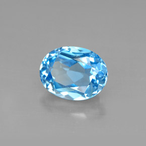 Topacio azul natural de 2,66 ct, corte óvalo, VS