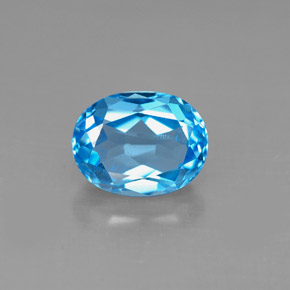 Topacio azul natural de 2,64 ct, corte óvalo, VS