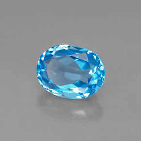 Topacio azul natural de 2,64 ct, corte óvalo, VS