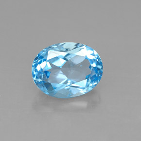 Topacio azul natural de 2,53 ct, corte óvalo, VS
