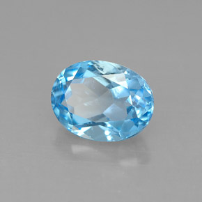 Topacio azul natural de 2,53 ct, corte óvalo, VS