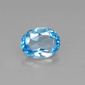 Topacio azul natural de 2,37 ct, corte óvalo, VS