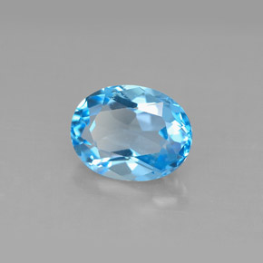 Topacio azul natural de 2,37 ct, corte óvalo, VS