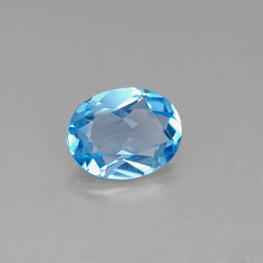 Topacio azul natural de 2,11 ct, corte óvalo, VS