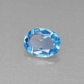 Topacio azul natural de 2,11 ct, corte óvalo, VS