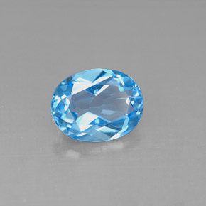 Topacio azul natural de 2,18 ct, corte óvalo, VS