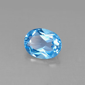 Topacio azul natural de 2,18 ct, corte óvalo, VS