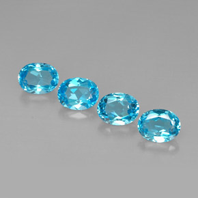 Gemas de topacio azul natural de  ct, corte óvalo, VVS-VS