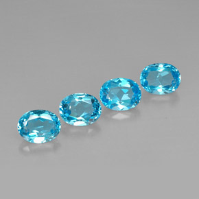 Gemas de topacio azul natural de  ct, corte óvalo, VVS-VS