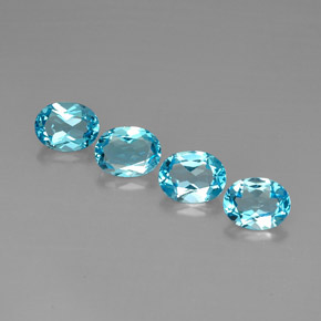 Gemas de topacio azul natural de  ct, corte óvalo, VVS-VS