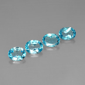 Gemas de topacio azul natural de  ct, corte óvalo, VVS-VS