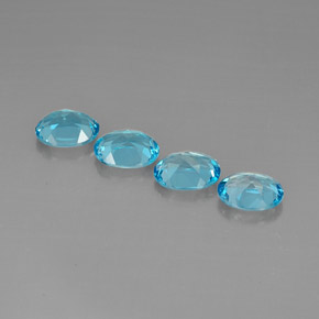 Gemas de topacio azul natural de  ct, corte óvalo, VVS-VS