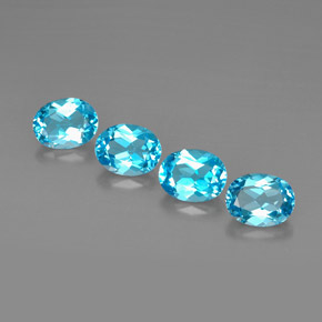 Gemas de topacio azul natural de  ct, corte óvalo, VVS-VS