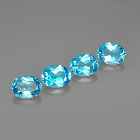 Gemas de topacio azul natural de  ct, corte óvalo, VVS-VS