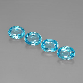 Gemas de topacio azul natural de  ct, corte óvalo, VVS-VS