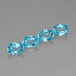 Gemas de topacio azul natural de  ct, corte óvalo, VVS-VS