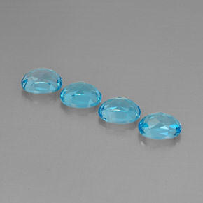 Gemas de topacio azul natural de  ct, corte óvalo, VVS-VS