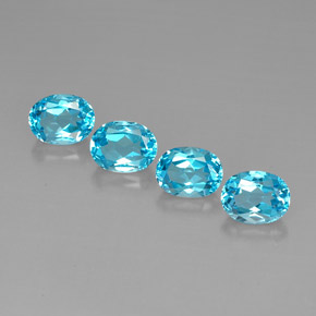 Gemas de topacio azul natural de  ct, corte óvalo, VVS-VS